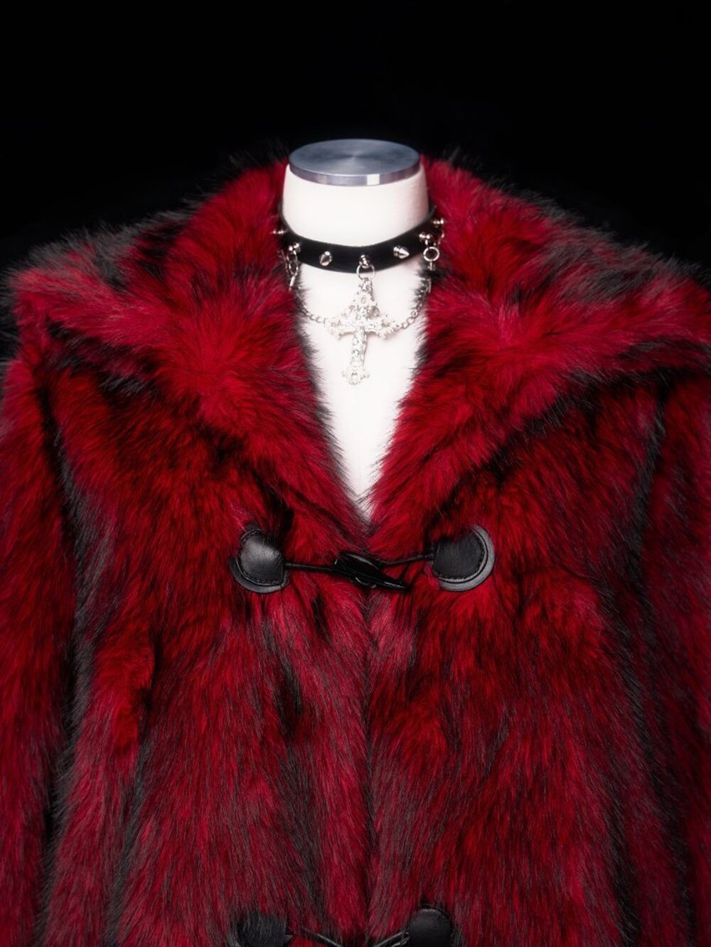 Burgundy Party Women's Plus Size Loose Faux Fur Jacket - Picture 4 of 8